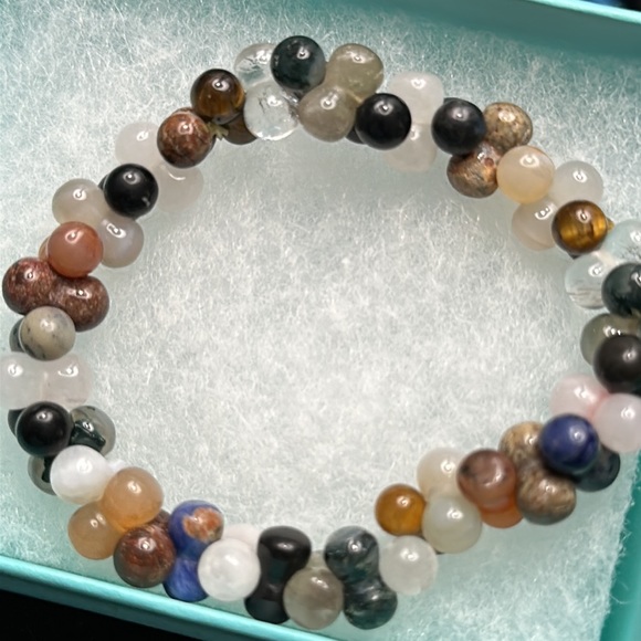 Artisan Real Stone Erimish Stretch Bracelet Rose Quarts Lapis Quartz - Picture 2 of 5